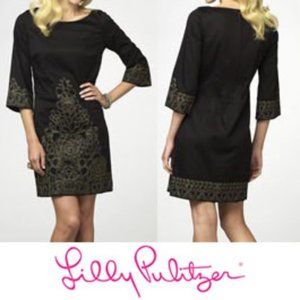 Lilly Pulitzer Shauna Black Tunic Dress Gold 10